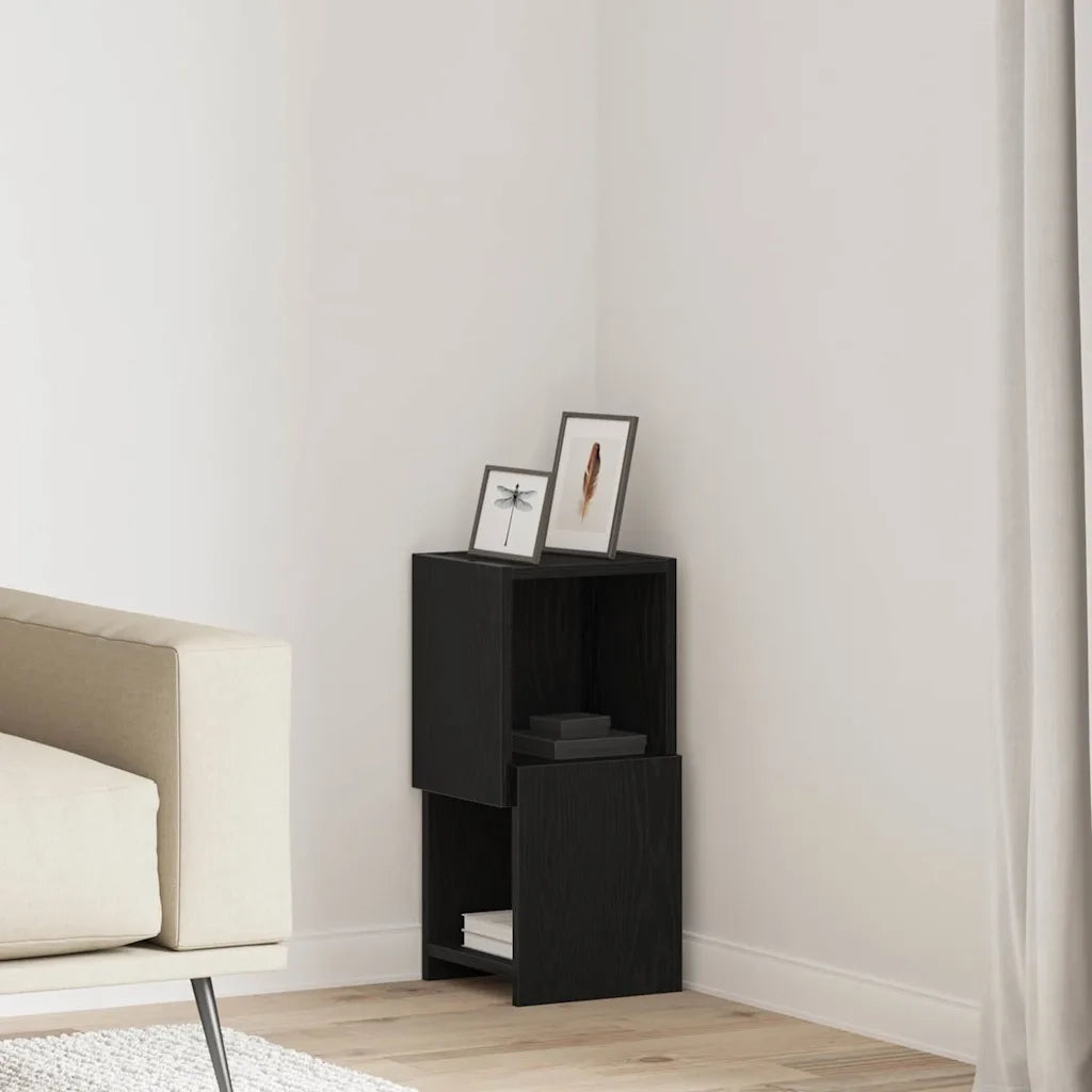 Mobile angolare 25,5x25x55cm Legno ingegnerizzato Rovere Nero 889822