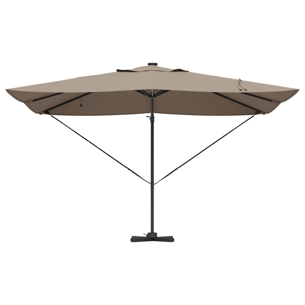 Ombrellone Roma a Sbalzo con LED Tortora 352x251x265 cm Alluminio