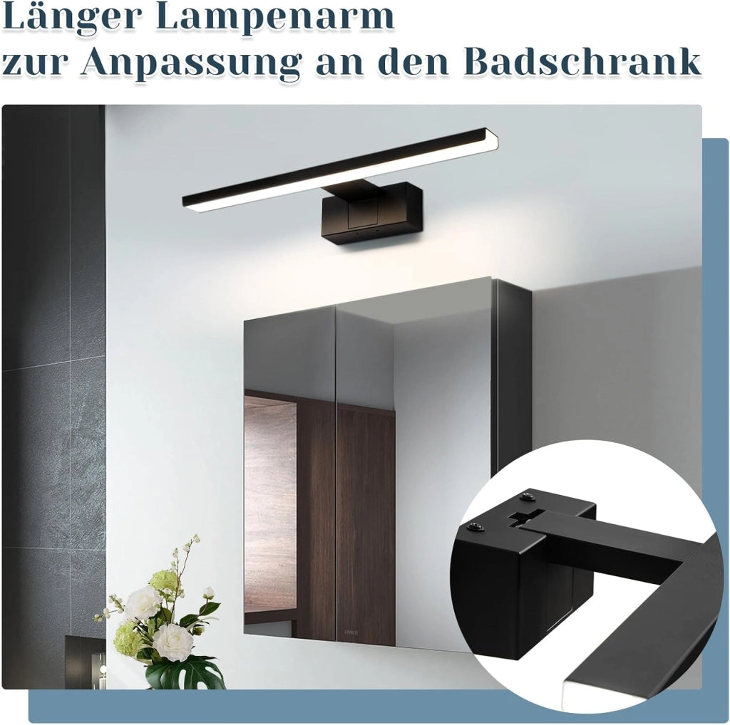 ZMH Lampada da Parete per Specchio da Bagno 30 cm 6W Nera IP44 Moderna Neutro 4000K per Cantina Cucina Armadietto