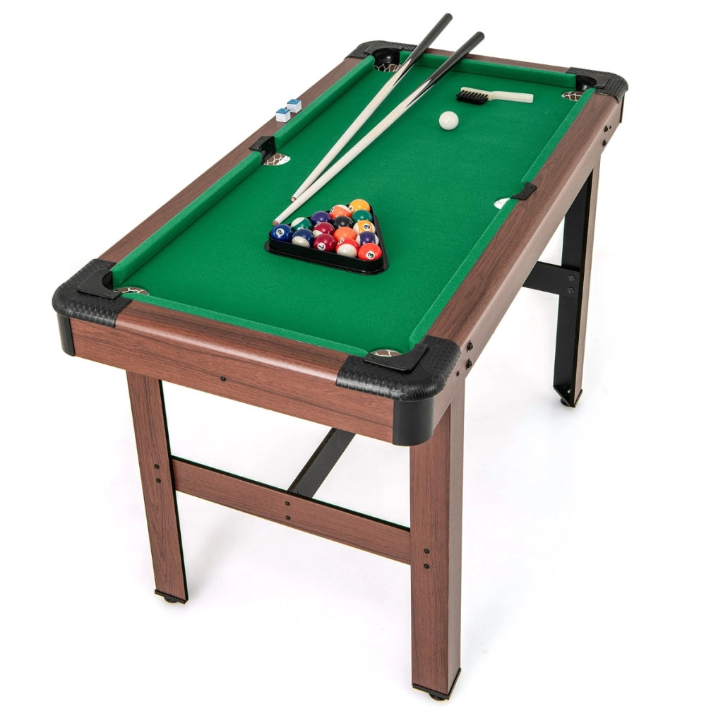 Tavolo da biliardo 122cm con set completo di palline 2 steccette 2 gessi, Tavolo da gioco da biliardo in legno Verde-Stanza dei giochi