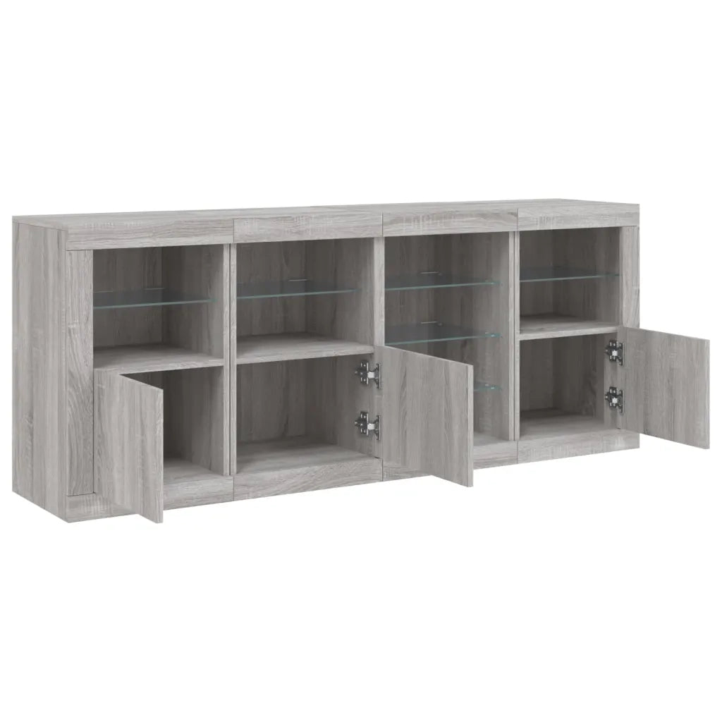 Credenza | Madia | Buffet da pranzo | Armadio da pranzo con Luci LED Grigio Sonoma 164x37x67 cm