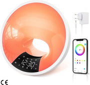 Alarme da Destra - Simulatore di Alba con Bluetooth, 4 Funzioni di Alarme, 16 Milioni di Colori di Luce Notturna, 7 Tonfi Naturali, Regolazione di Brillantezza, Connessione USB, Radio - Bianco