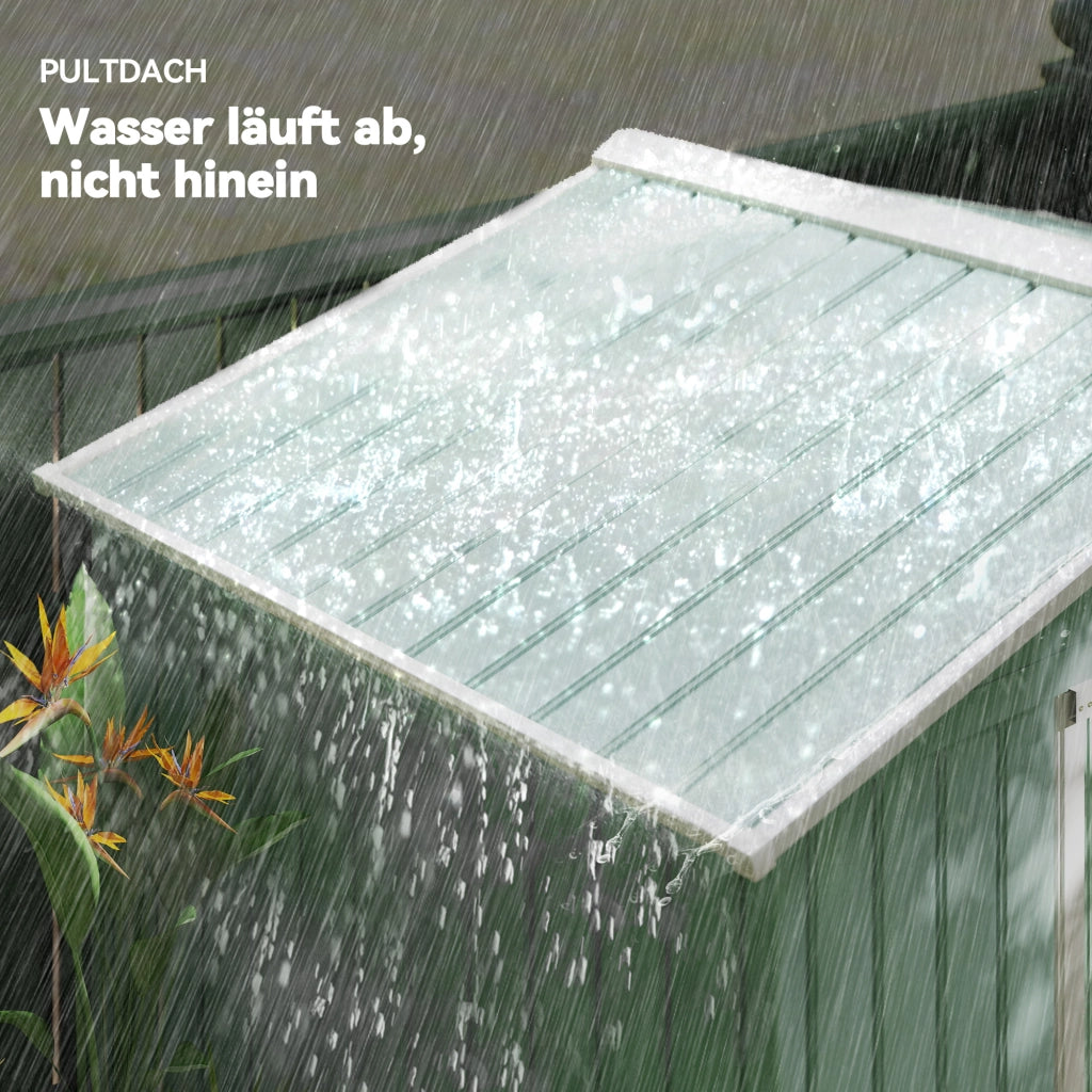 Casetta da giardino in acciaio ¨C Xylo ¨C 2 porte scorrevoli, finestra ventilazione, verde chiaro, 213x130x185 cm