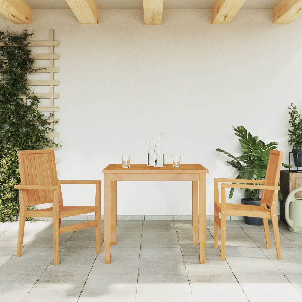 Sedie da Giardino Impilabili 2 pz | Sedie da Esterno 56,5x57,5x91 cm Massello Teak