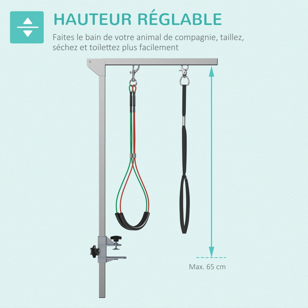 Supporto Toeletta Pieghevole Per Cani ¨C Zephmum ¨C Acciaio Inox, Altezza Regolabile 74 cm