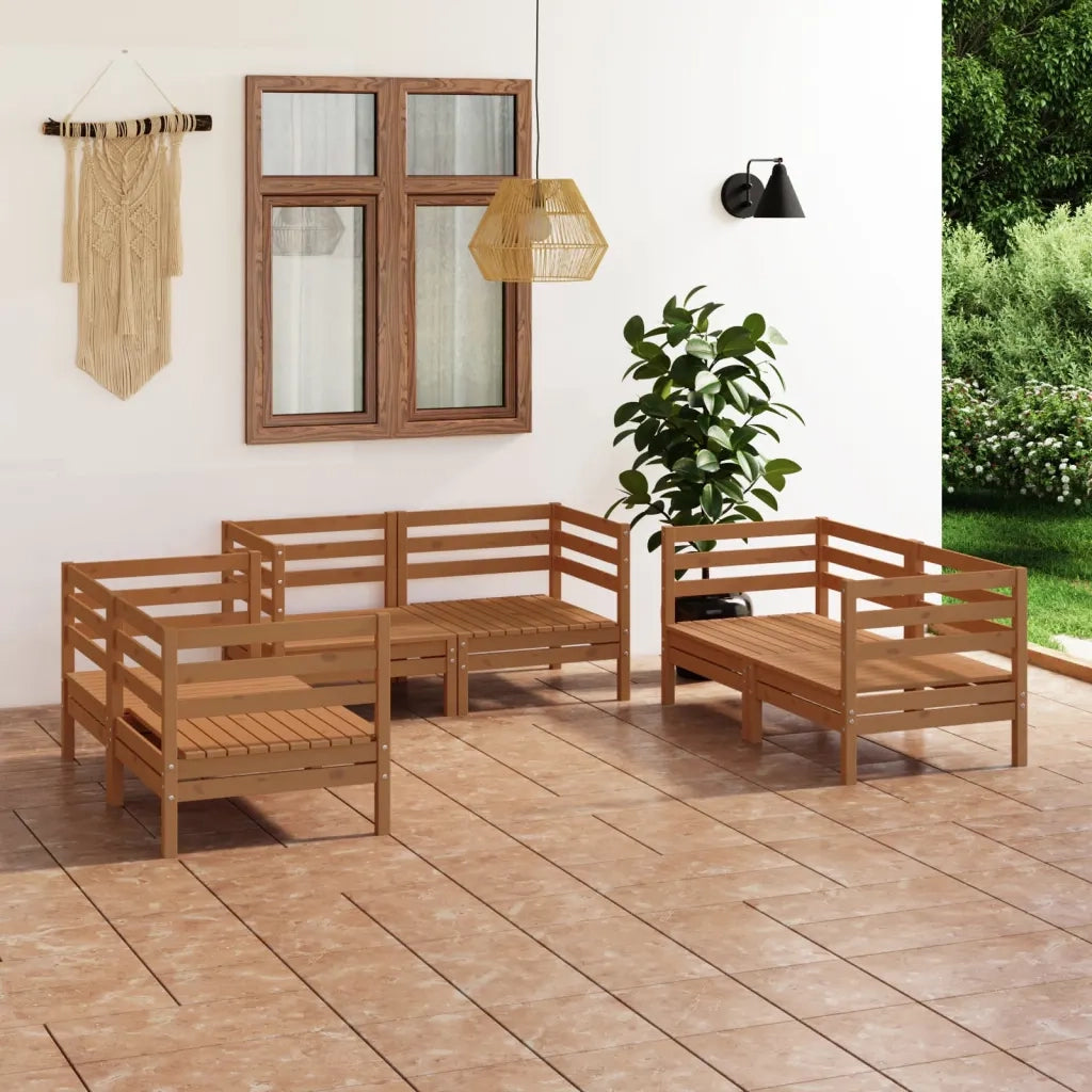 Set Salotto da Giardino 6pz Marrone Ambra Legno Massello Pino 3082585