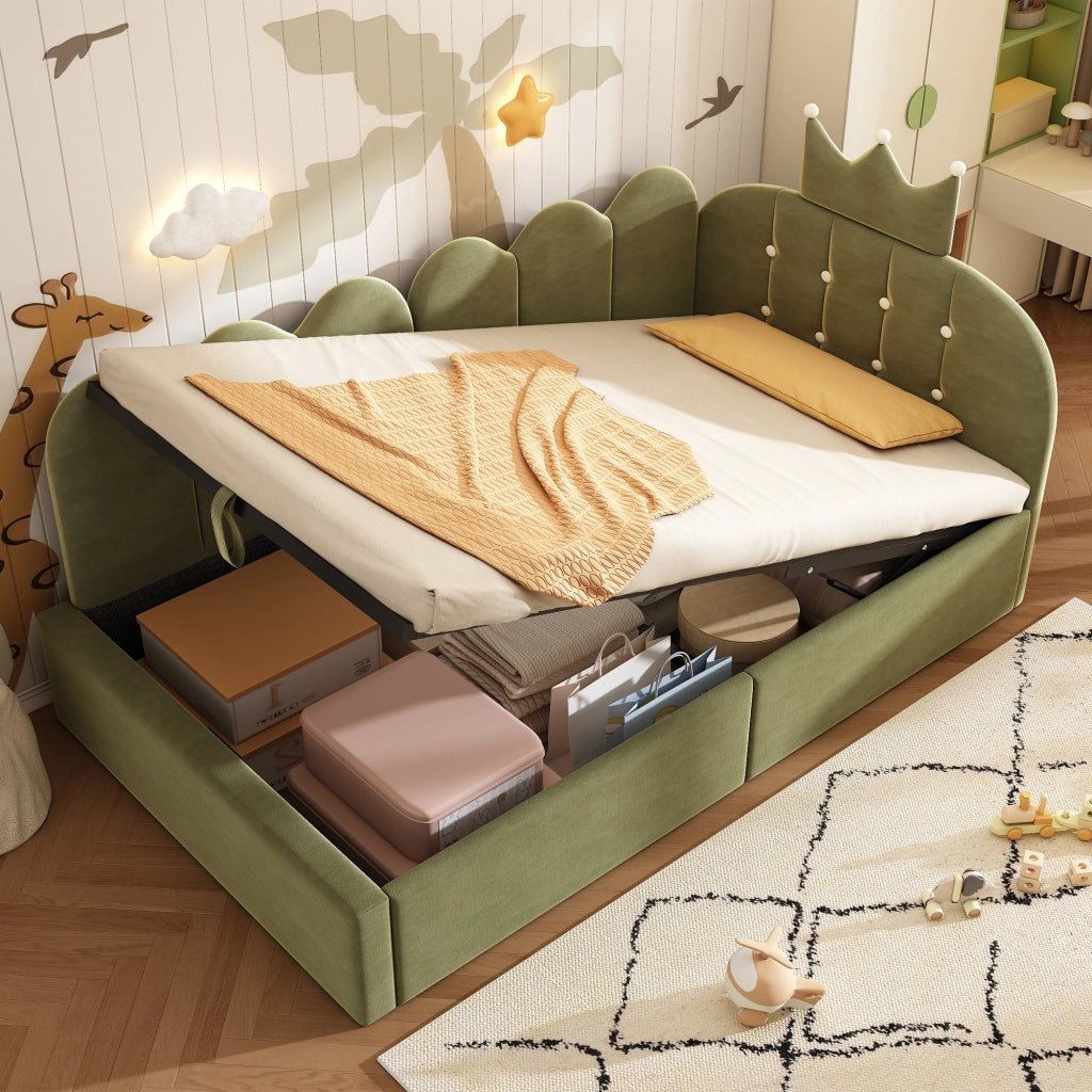 LETTO A DAYBED L-FORM 90x190 cm Velluto Verde con struttura idraulica