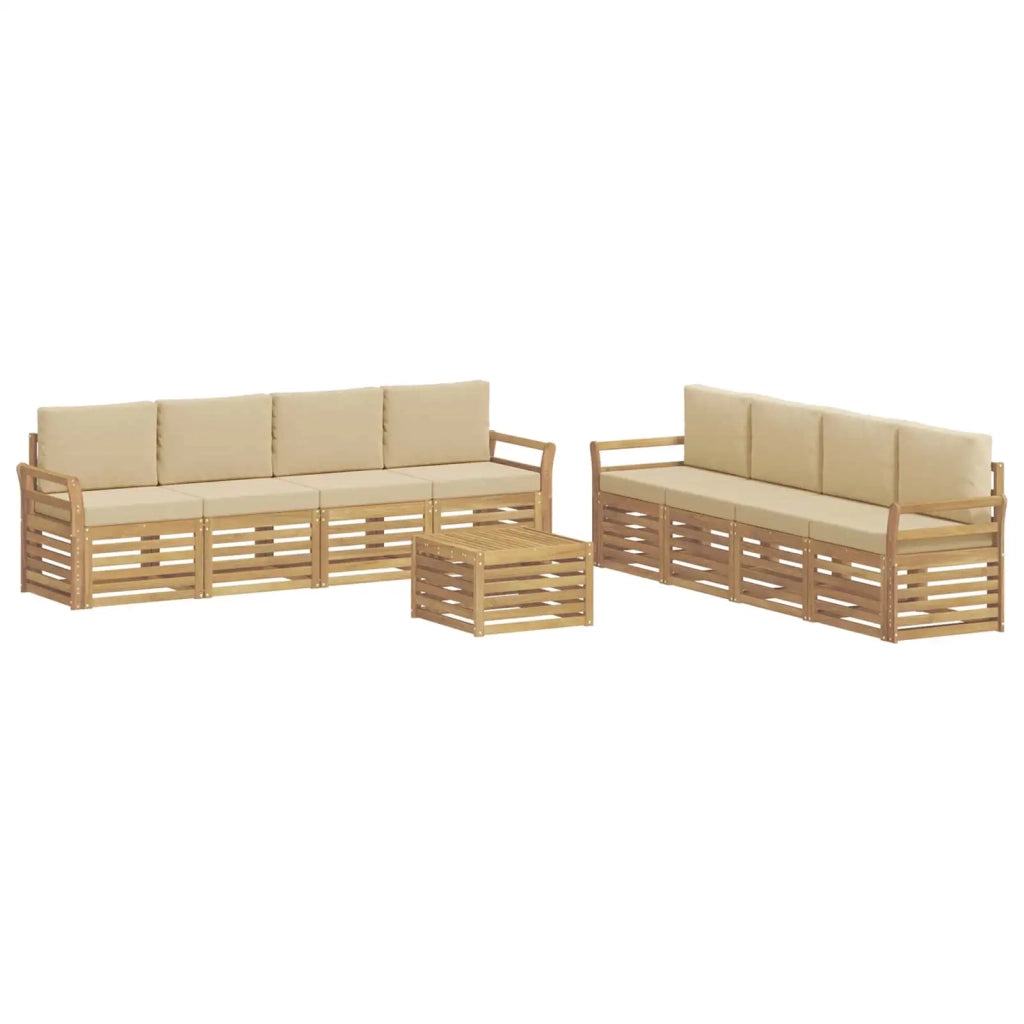 Set divani 9 pcs Bianco e Beige 59 x 59 x 37 cm Poliestere 3391598