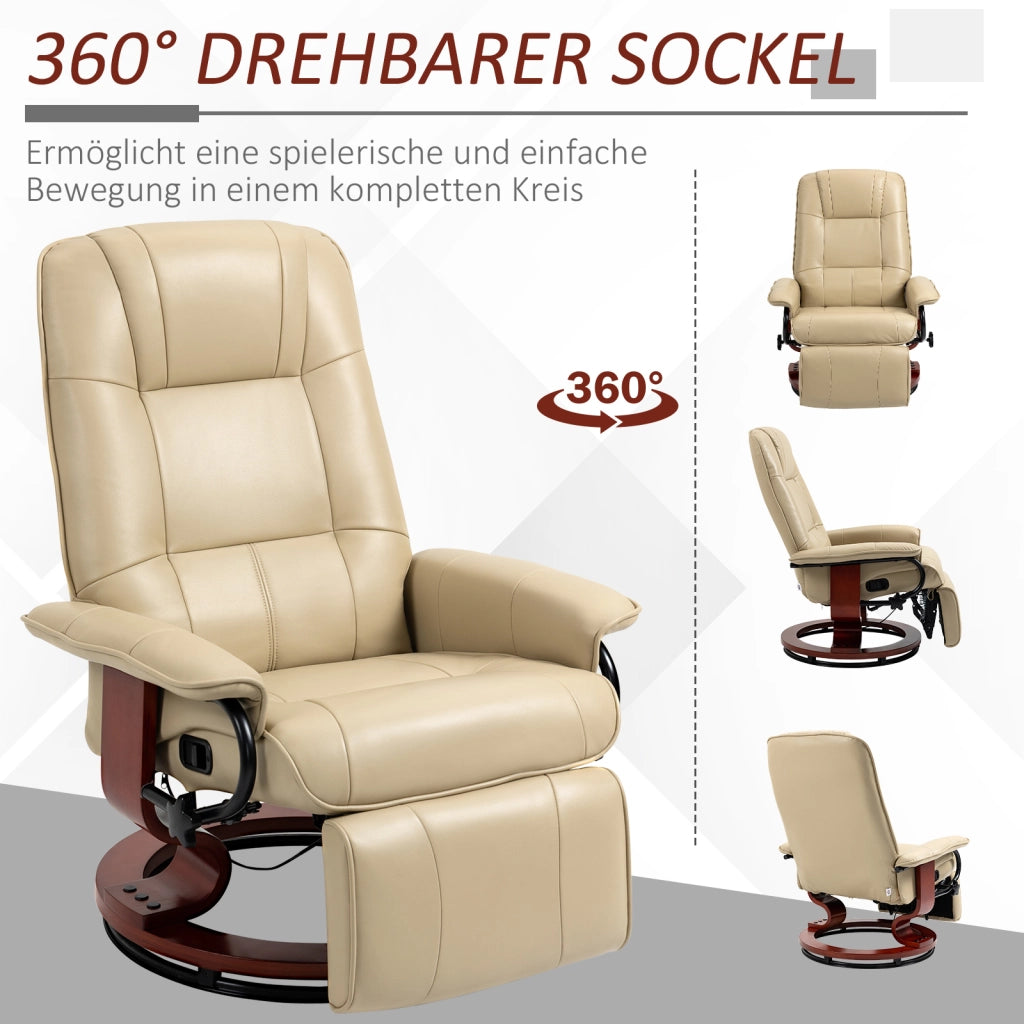 Poltrona relax reclinabile in similpelle ¨C zephmum ¨C 78x87x100 cm, crema