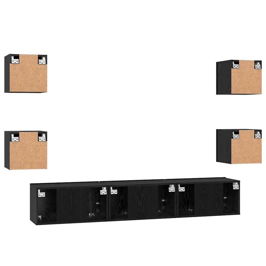 vidaXL Set mobile TV 7 pcs Rovere nero Media 180 x 30 x 30 cm