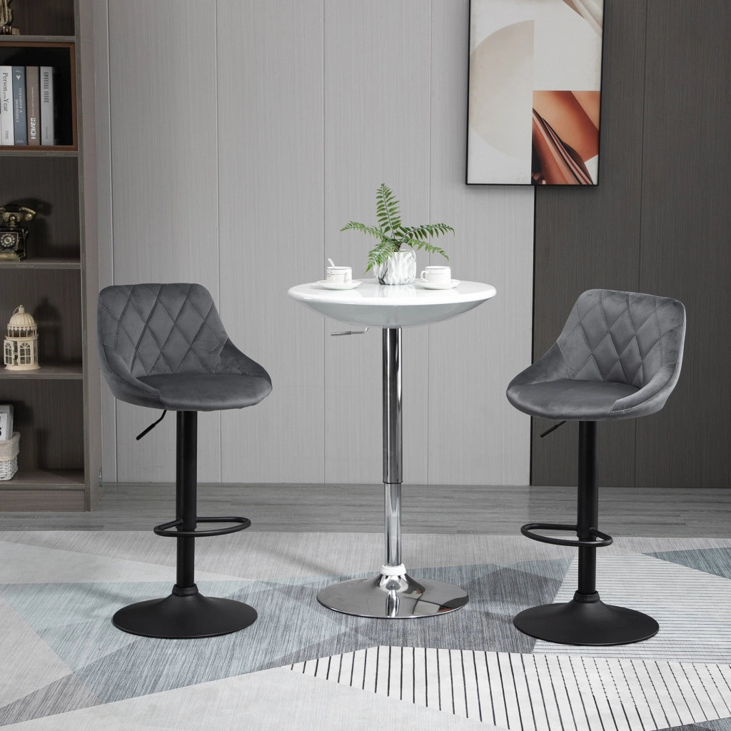 Set 2 Sgabelli da Bar Regolabili ¨C Zephmum ¨C Grigio e Nero, Finta Pelle e Metallo, 46x48x83-104cm