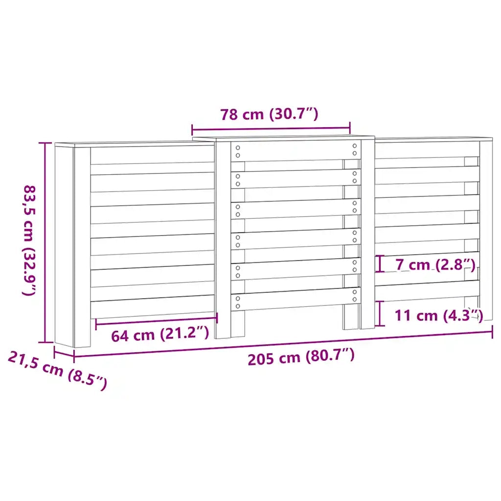 Copertura Termosifone Grigio Cemento 205x21,5x83,5 Multistrato 852720