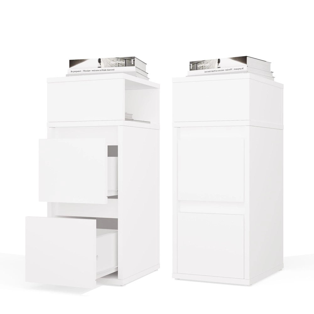 Comodino york tavolino nocny ripiano 2 cassetti per camera da letto bianco