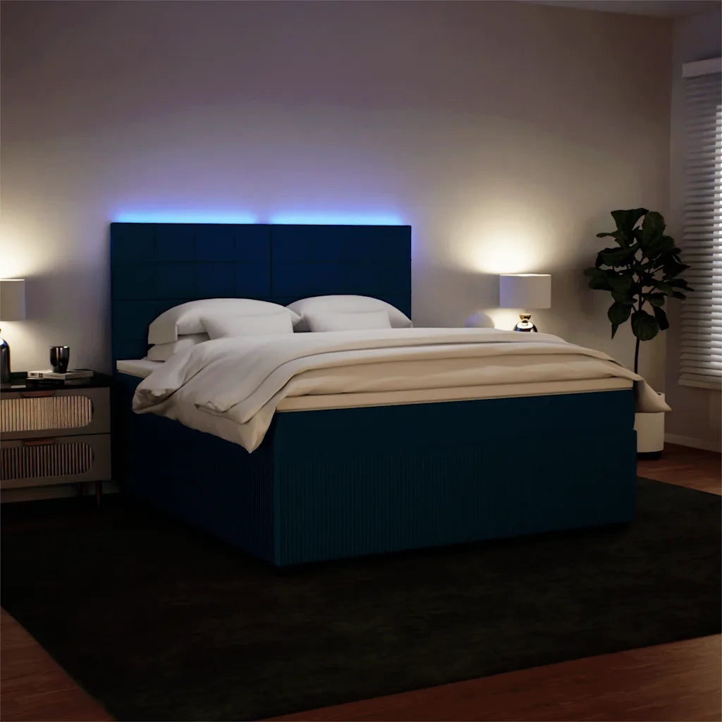Giroletto a Molle con Materasso Blu 180x200 cm in Velluto 3294710