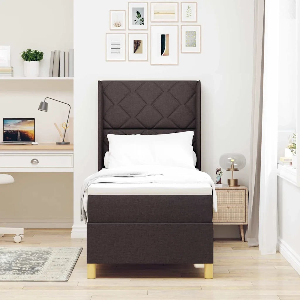 Letto a molle con strisce LED Marrone 80 x 200 cm Tessuto 3343724