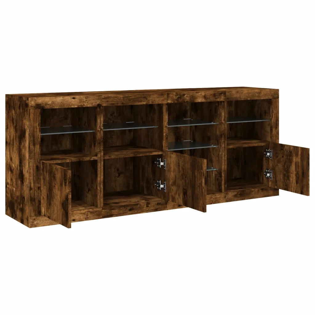 Credenza con Luci LED Rovere Fumo 164x37x67 cm 3209055