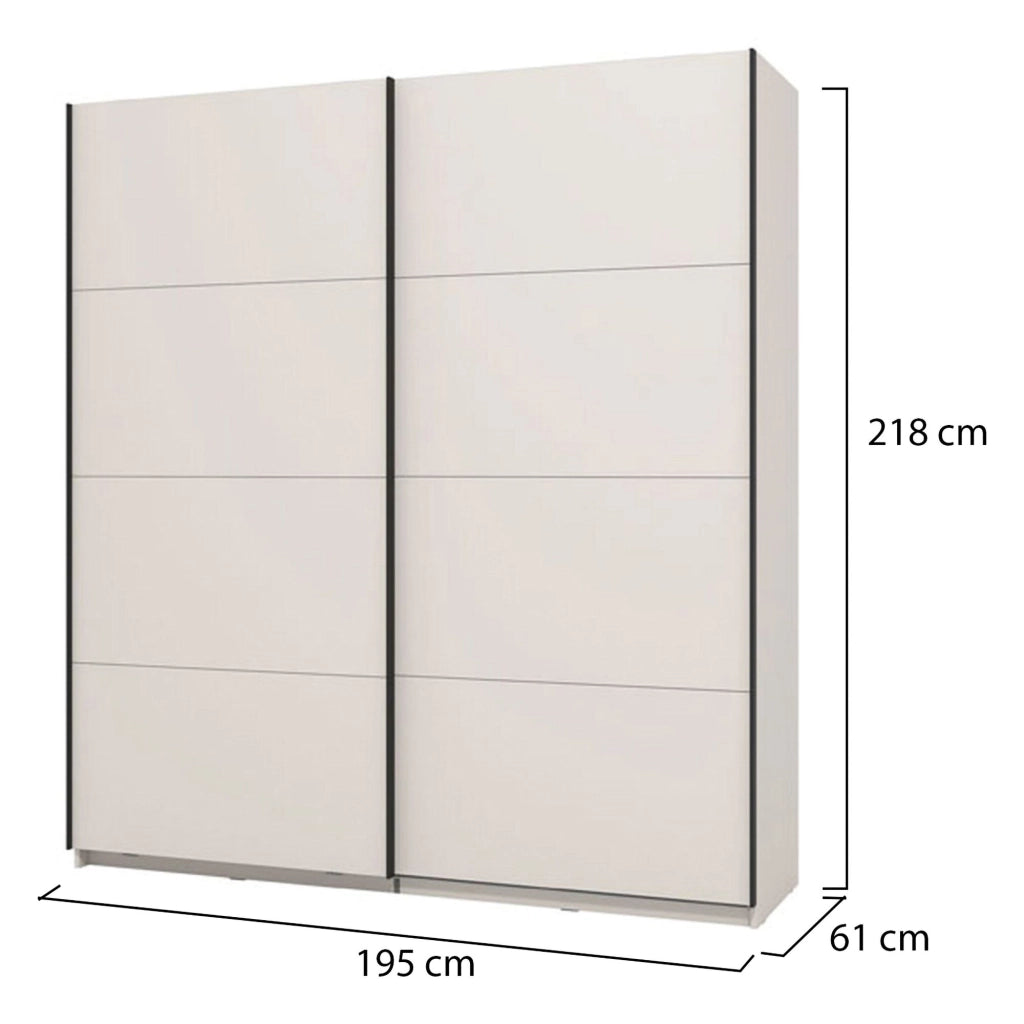 Armadio Camera da Letto Cariano, Guardaroba Grande 2 Ripiani, 195x217.5h cm Bianco Opaco