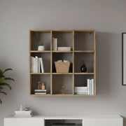 Libreria Acquaro, Mobile con ripiani, Biblioteca da ufficio, 100% Made in Italy, Rovere, cm 90x25h90