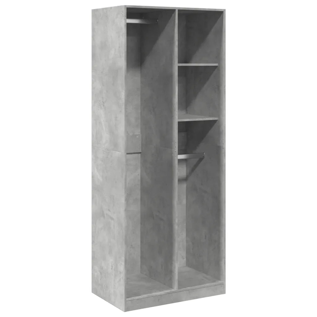 Armadio Grigio Cemento 80x50x200 cm in Legno Multistrato