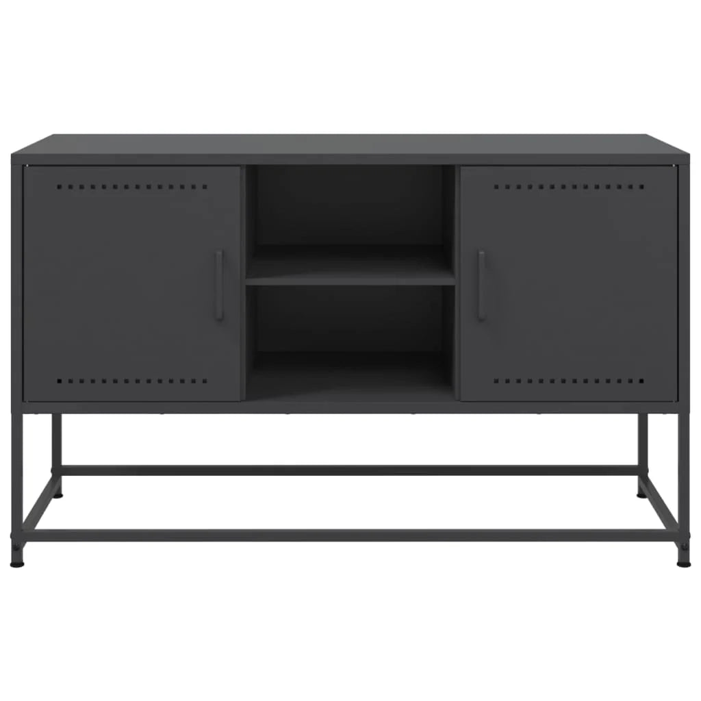 Mobile TV multimediale scaffale TV credenza mobile TV sala da pranzo soggiorno camera da letto 100,5 x 39 x 60,5 cm acciaio nero 02_0025550