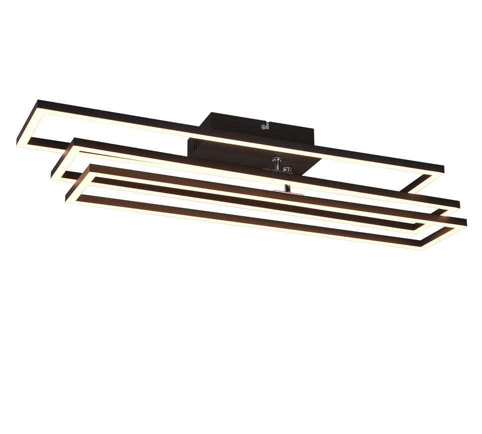 Plafoniera LED, metallo, nero opaco, 66x10x60 cm, Corso