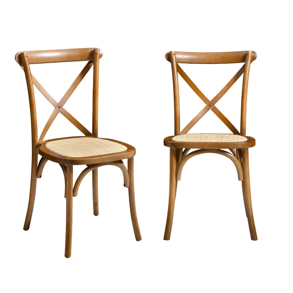 Set 2 sedie bistrò vintage in legno, noce