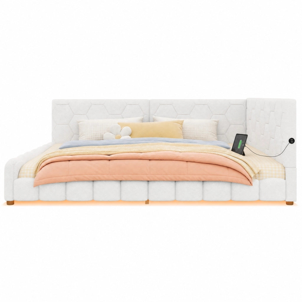 Daybed 140x200 cm con rete a doghe, luce LED ambientale e porte USB/Type-C