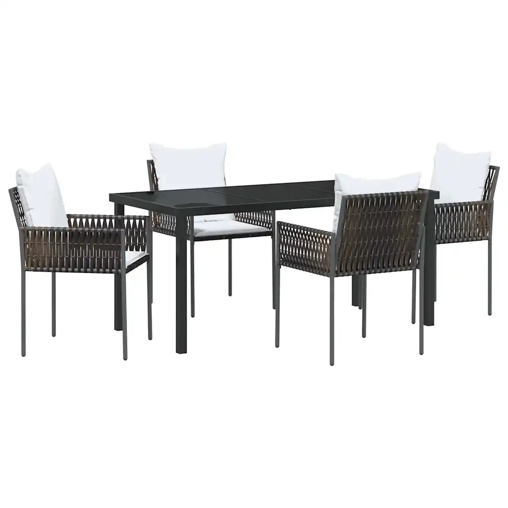 Set da Pranzo per Giardino 5 pcs Marrone e Nero Rattan in PE