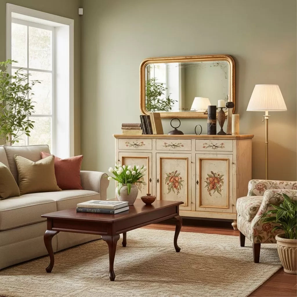 Credenza dipinta a mano provenzale 3 porte 3 cassetti 160x50x102 - Mobili 2G