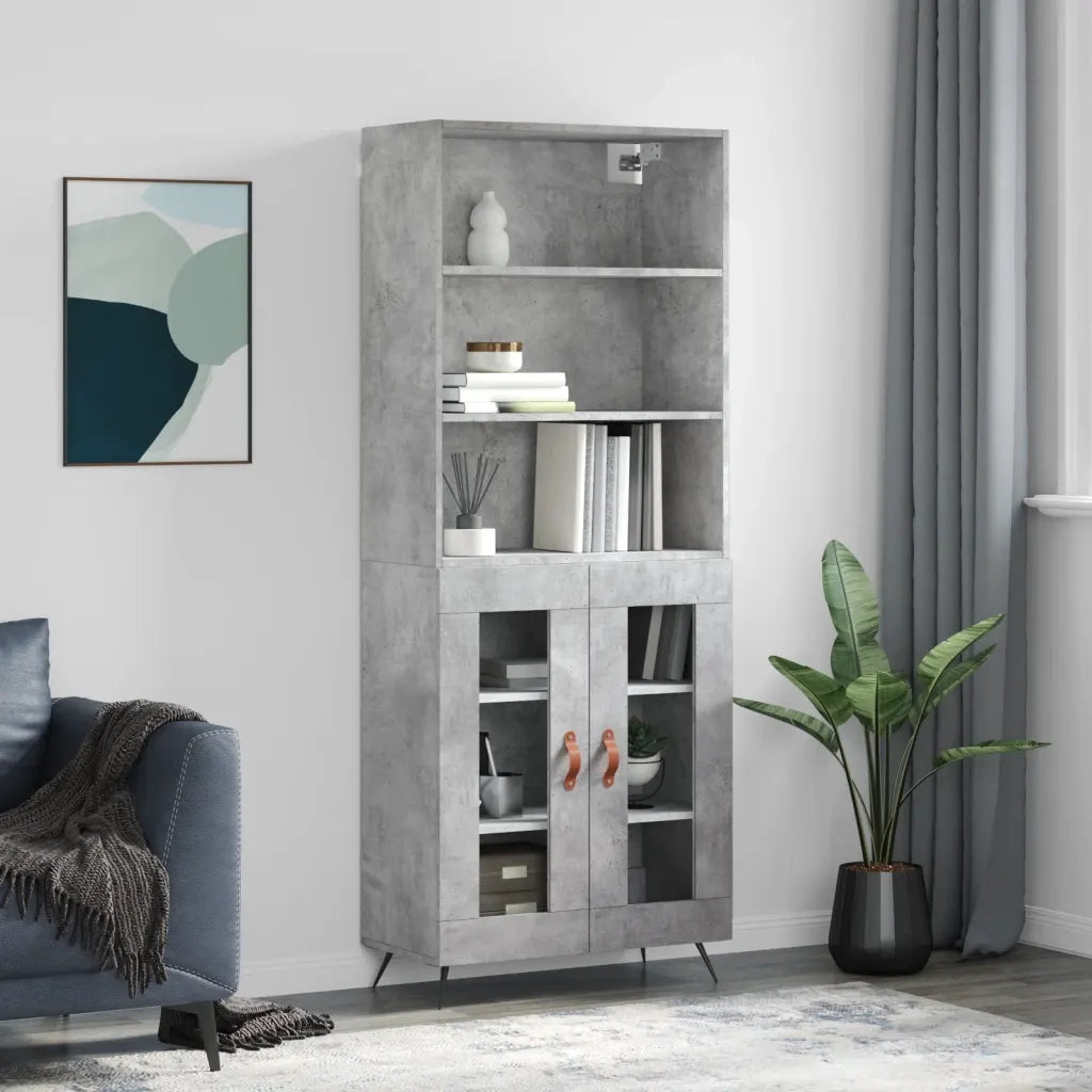 Credenza | Madia | Buffet da pranzo | Armadio da pranzo Grigio Cemento 69,5x34x180 cm in Legno Multistrato