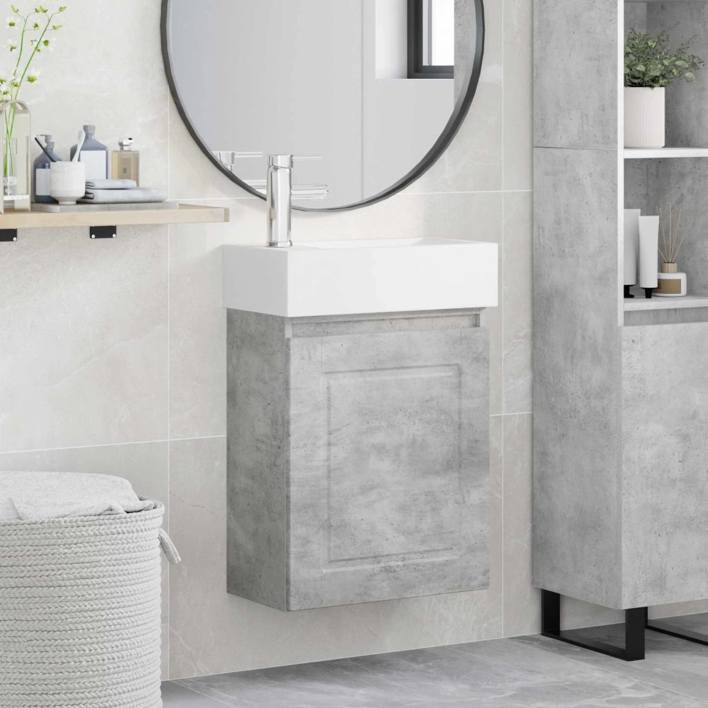 Mobile bagno con rubinetto Grigio Cemento 45,5 x 22,5 x 84 cm 889504