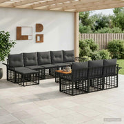 Set di divani da esterno 11 pcs Nero e Grigio scuro Poliestere 3437779