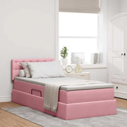 Letto con Contenitore con materasso Rosa 100 x 200 cm Velluto