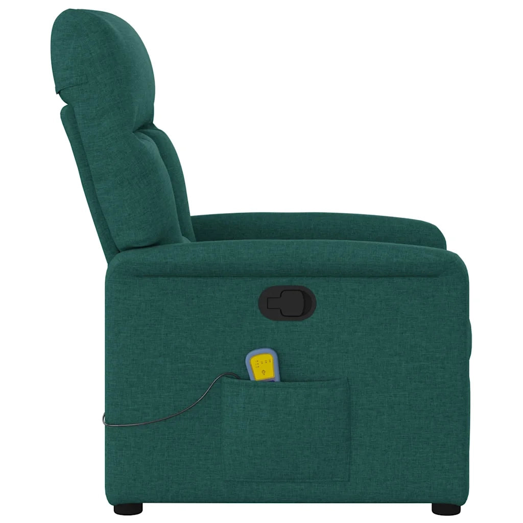 Poltrona Massaggiante Reclinabile Verde Scuro in Tessuto 4015558