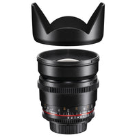 Obiettivo grandangolare video e foto 16mm 1:2.2 VCSC (filettatura filtro 77mm, paraluce, ghiera ingranaggi, apertura e messa a fuoco stepless) compatibile con baionetta Sony E nero