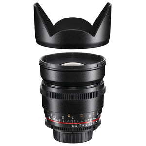 Obiettivo grandangolare video e foto 16mm 1:2.2 VCSC (filettatura filtro 77mm, paraluce, ghiera ingranaggi, apertura e messa a fuoco stepless) compatibile con baionetta Sony E nero