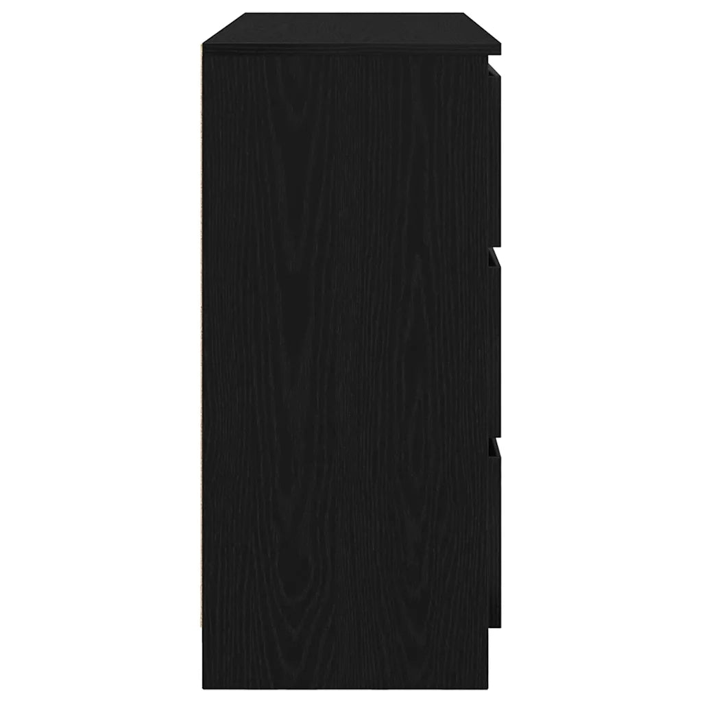 Credenza Rovere Nero 100x35x76 cm in Legno Multistrato