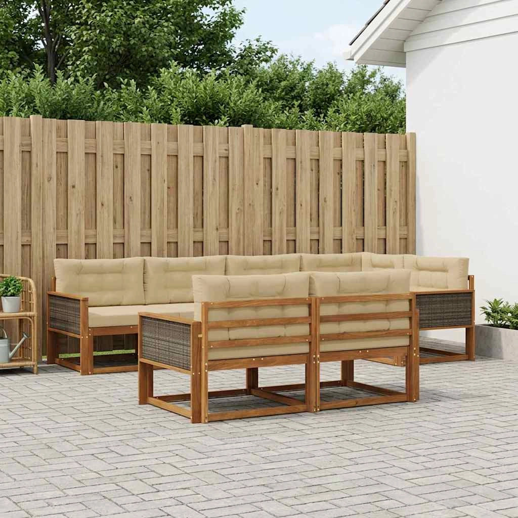Set di divani da esterno 8 pz Naturale e Beige 3382641