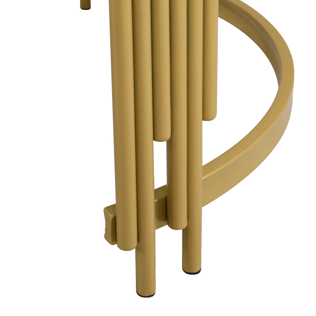 Set di tavolini da salotto 71.5x71.5x44 cm; impilabile; effetto marmo; MDF e metallo; ottone antico e bianco