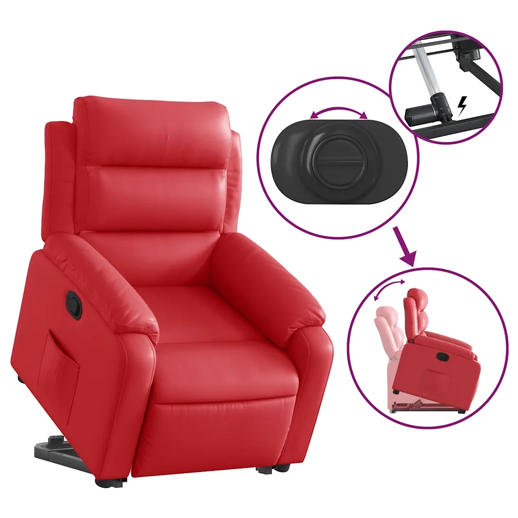 Poltrona Alzapersona Reclinabile Rosso in Similpelle 3205047
