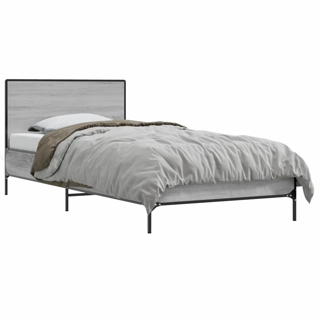Struttura letto con testata-Giroletto Sonoma grigio 80 x 200 cm 132609