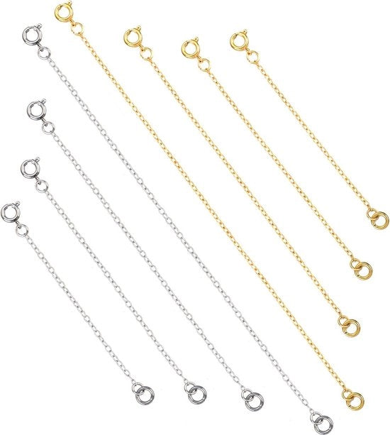 Estensore di collana bracciale allungatore di collana in acciaio inossidabile - creare gioielli - set da 8 pezzi argento oro.