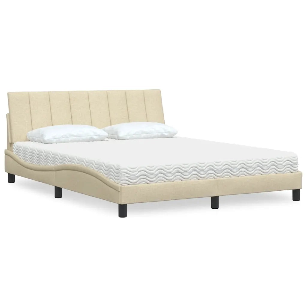 vidaXL Letto con Materasso Crema 160x200 cm in Tessuto