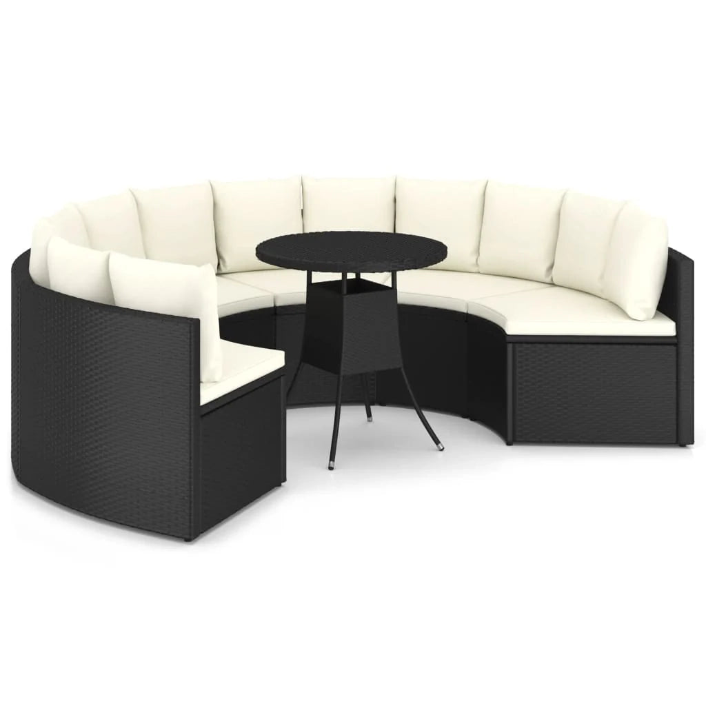 Set di mobili da giardino mobili da esterno 7 pezzi con cuscini resina intrecciata nera 02_0017315