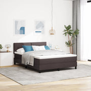 Letto con Box Spring e Materasso Marrone Scuro 140x190 cm Tessuto