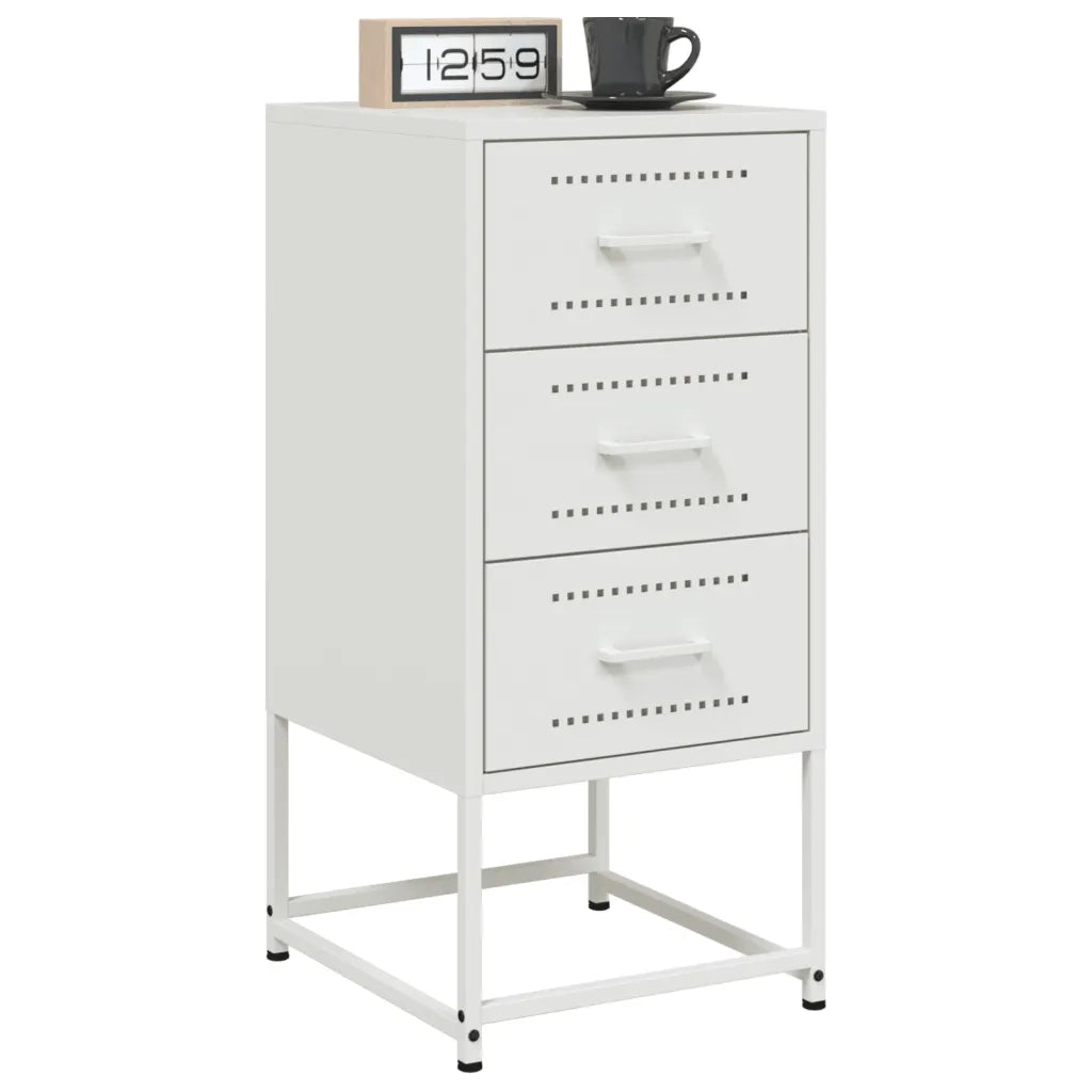 Set di 2 Comodini | Armadio da Notte | Mobiletto da notte Bianchi 36x39x78 cm in Acciaio