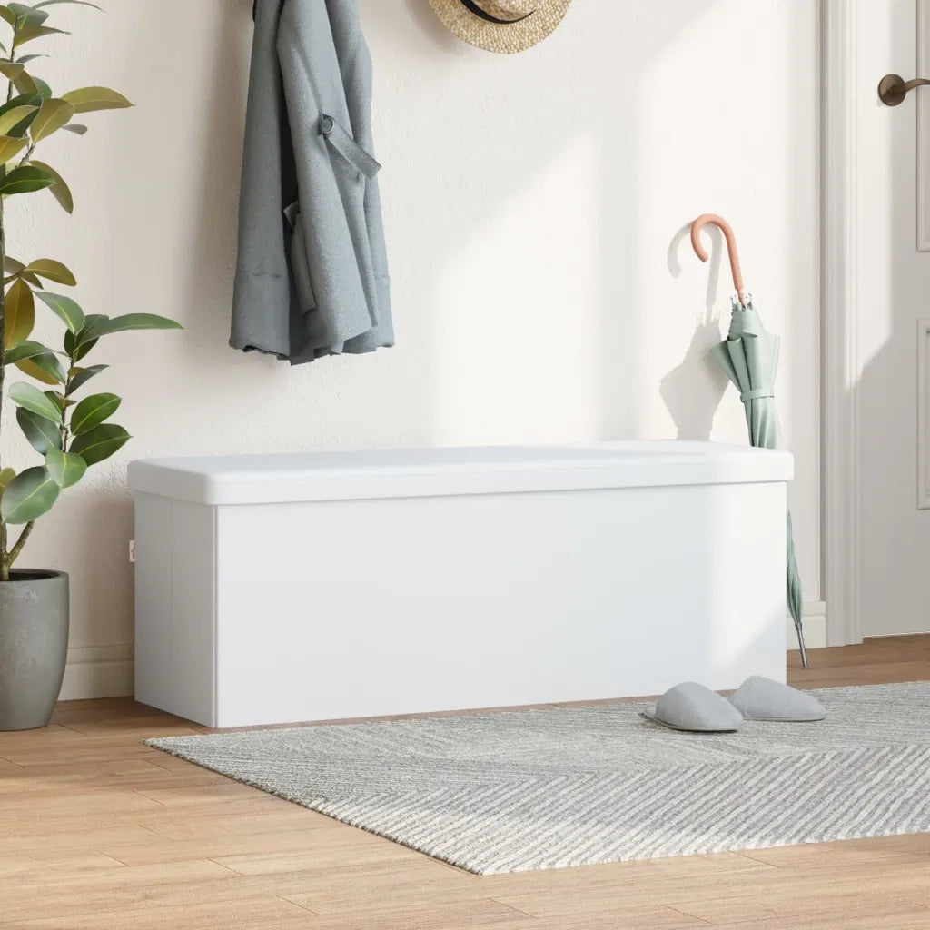 vidaXL Panca Portaoggetti Pieghevole Bianca in PVC