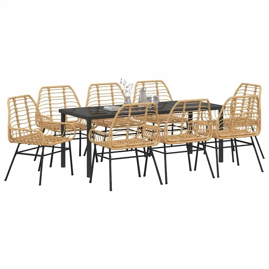 Set da Pranzo per Giardino 9 pcs Marrone polyrattan 3380854