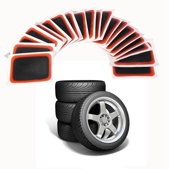 Set di riparazione pneumatici - 20 pezzi - Resistenza alta temperatura - Applicatori di pneumatici in gomma - Adatto per auto e moto - 50 x 70 mm - Riparazione pneumatici