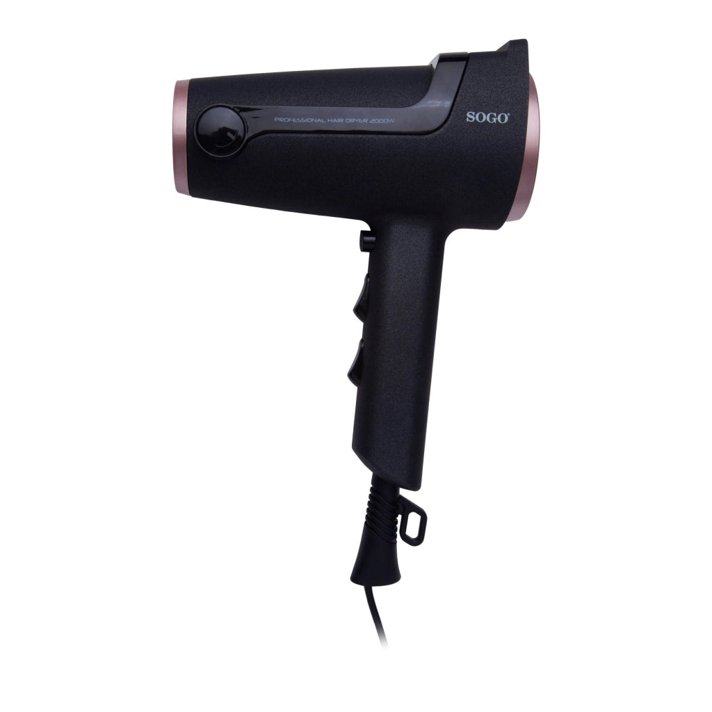 Asciugacapelli da viaggio pieghevole 1300W, 2 velocità 2 temperature, cavo lungo 1.8m con concentratore - SOGO